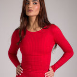 RED SAFFI DIAMANTE TOP