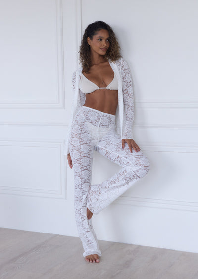 LONG WHITE KIMMY LACE TROUSERS