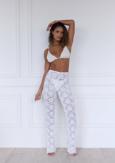 LONG WHITE KIMMY LACE TROUSERS