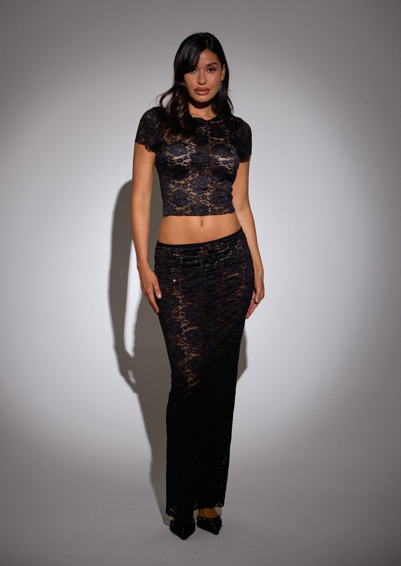 BLAKE SEQUIN LACE MAXI SKIRT